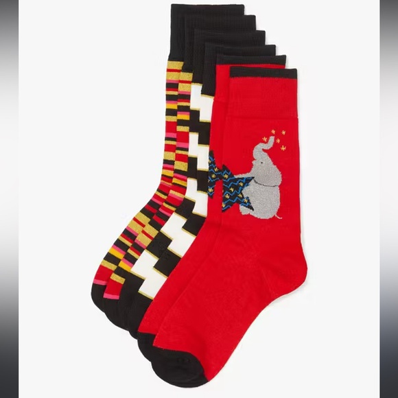 KATE SPADE ♠️ NY LADIES HOLIDAY THREE PACK CREW SOCKS SOLD OUT ON LINE NWT - Picture 1 of 4